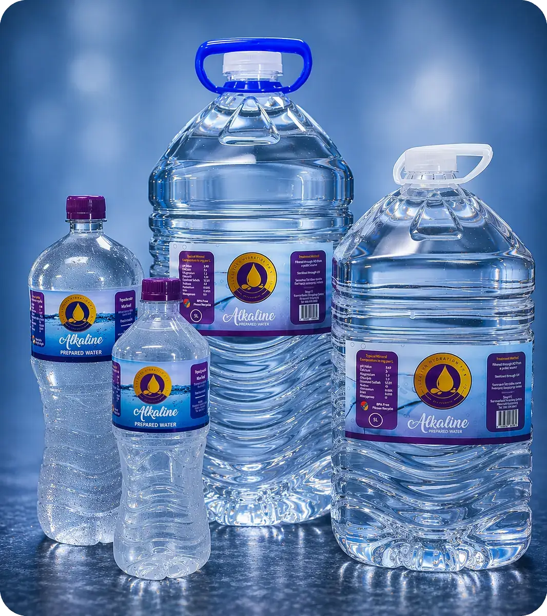 H2O Sensation alkaline water bottle range