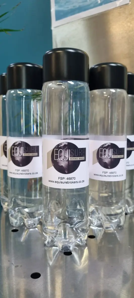 Equisure branded water bottles
