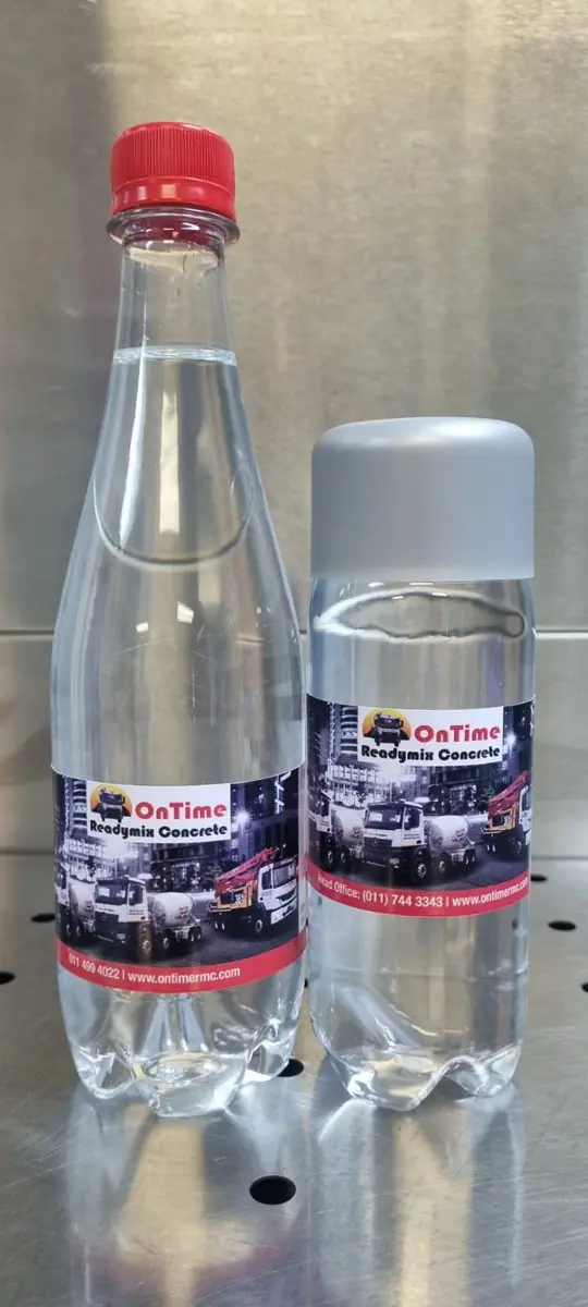 OnTime Readymix custom branded water bottles