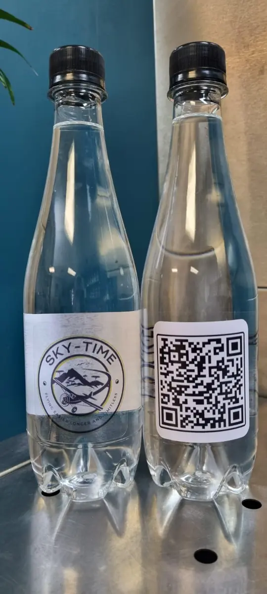 Sky-Time custom branded water produced by H2O Sensation